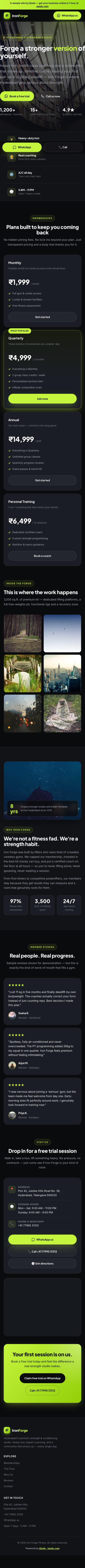 Iron Forge gym website built by jQode